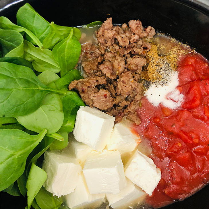 Crockpot Spinach Tortellini Soup Recipe Combined Ingredients