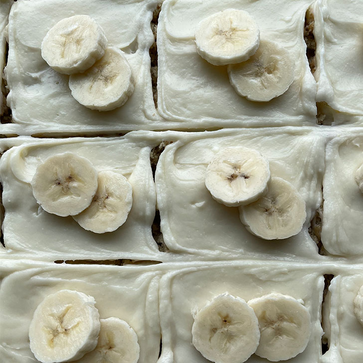 Banana Sheet Cake Recipe Completed